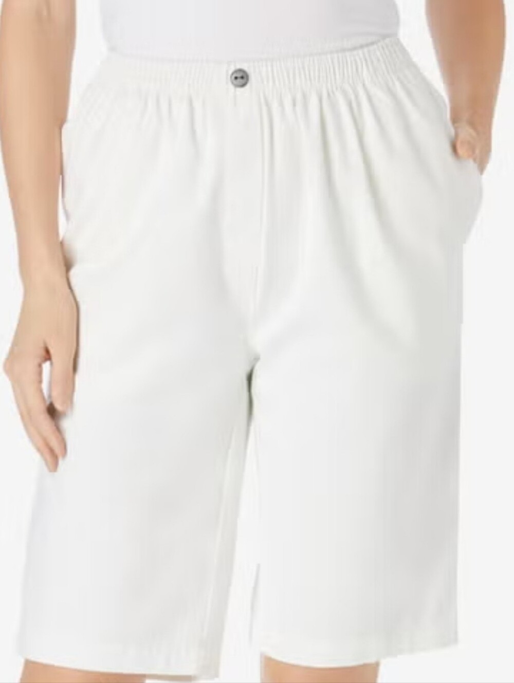 Woman Within White Flat-Front Womens Shorts